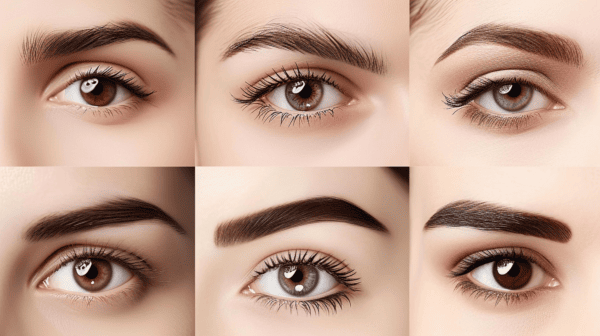 Six different types of eyebrow shapes and styles